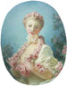 Una giovane donna bionda con una ghirlanda di rose intorno al collo - Jean-Honoré Fragonard — vista dell’opera