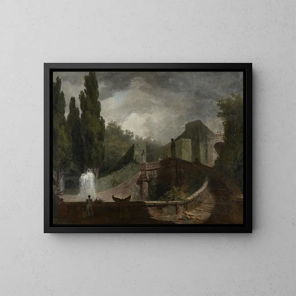 L'escaliers monumentali della Villa d'Este a Tivoli - Jean-Honoré Fragonard — quadro incorniciato alla parete