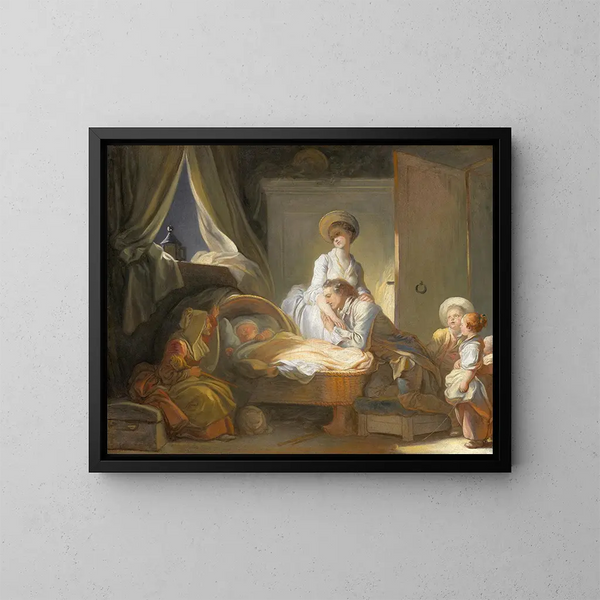 La Visite à la Crèche - Jean-Honoré Fragonard — quadro incorniciato alla parete