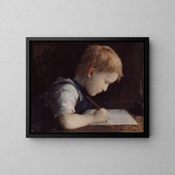Il piccolo scrittore - Jean-Jacques Henner — quadro incorniciato alla parete
