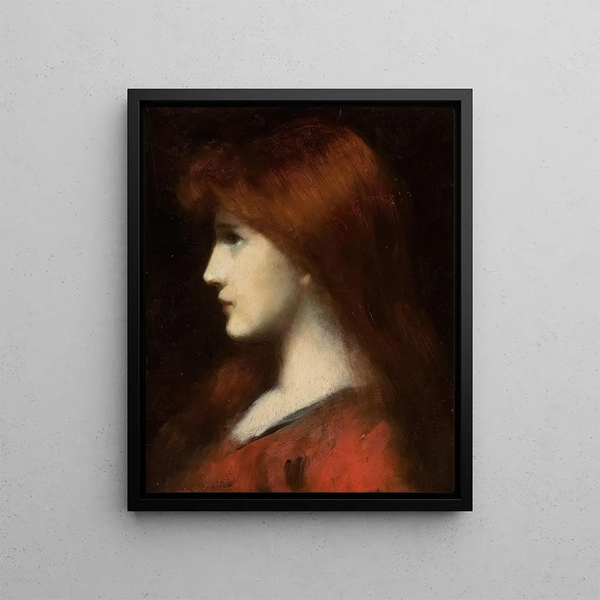 Donna rossa di profilo - Jean-Jacques Henner — quadro incorniciato alla parete