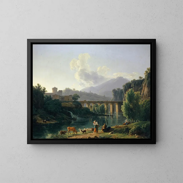 Paesaggio romano con viadotto - Jean-Joseph-Xavier Bidauld — quadro incorniciato alla parete