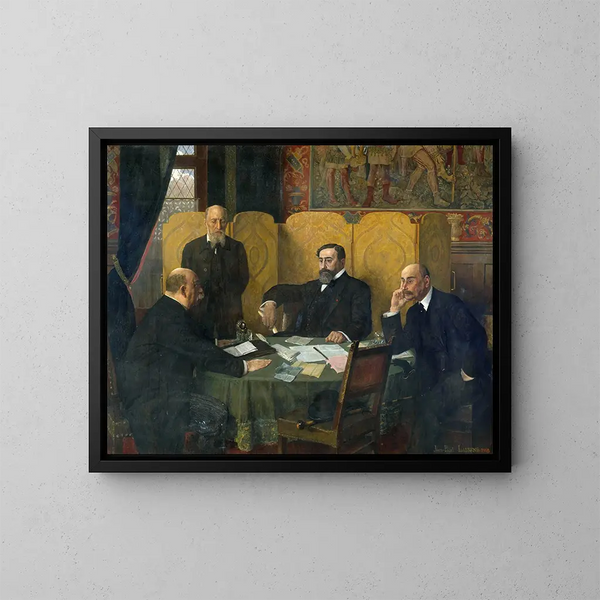Il comitato di sicurezza della città di Parigi e della provincia della Senna durante la guerra del 1914-1918 - Jean-Paul Laurens — quadro incorniciato alla parete