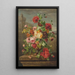 Roses, papaveri, caprifoglio e polyanthus in un'urna su un davanzale in pietra - Jean-Pierre Lays — quadro incorniciato alla parete