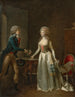 Un jeune homme offrant un bouquet di fiori a una signora in un interno - Jean-Simon Fournier — vista dell’opera