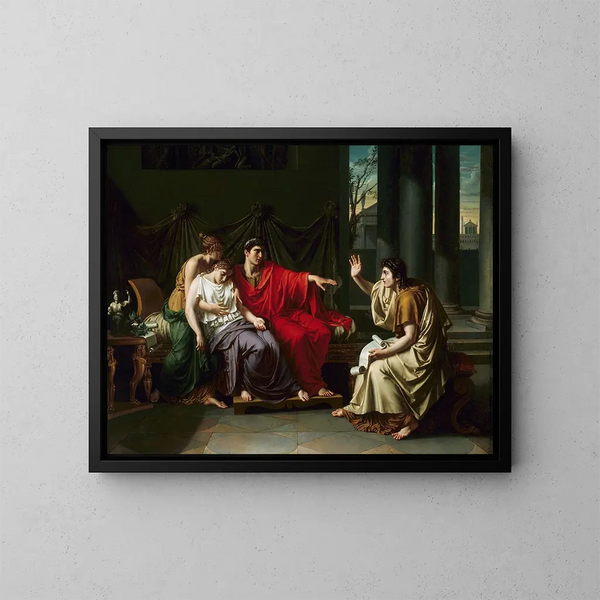 Virgile che legge l'Éneide ad Augusto, Ottavia e Livia - Jean Baptiste Joseph Wicar — quadro incorniciato alla parete