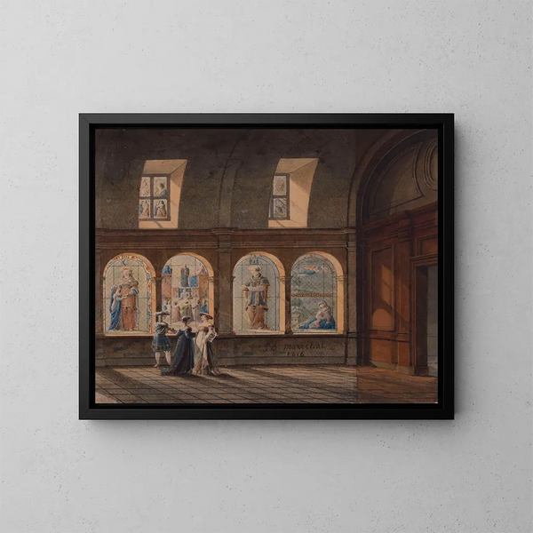 Vista interna del chiostro della chiesa di Saint-Étienne-du-Mont - Jean Baptiste Marchal — quadro incorniciato alla parete