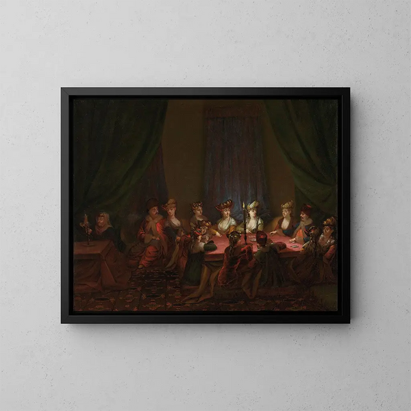 Festa degli Armeni che giocano a carte - Jean-Baptiste Vanmour — quadro incorniciato alla parete