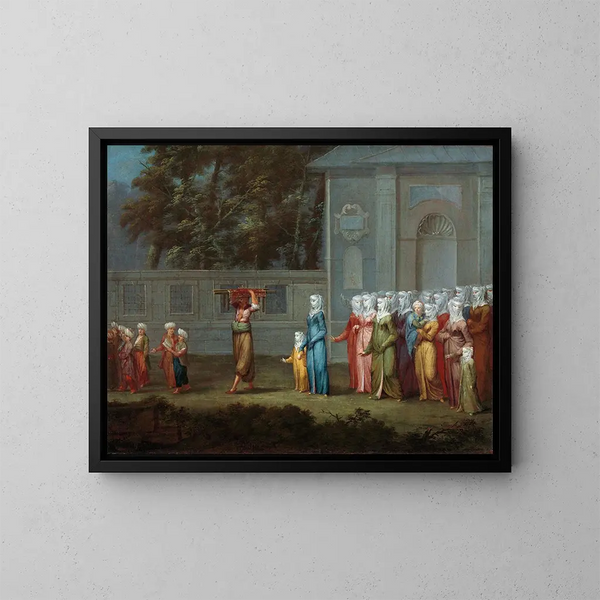 Il primo giorno di scuola - Jean-Baptiste Vanmour — quadro incorniciato alla parete
