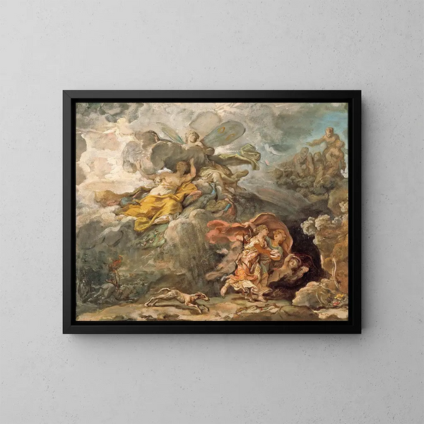 Enea e Didone in fuga dalla tempesta - Jean-Bernard Restout — quadro incorniciato alla parete