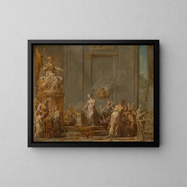 Il sacrificio di Didone a Giunone - Jean-Bernard Restout — quadro incorniciato alla parete