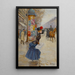 Giovane donna che attraversa il boulevard - Jean Béraud — quadro incorniciato alla parete