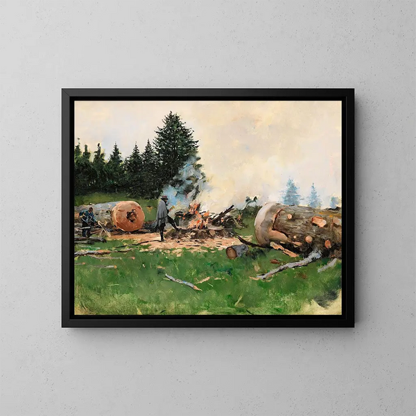 Uomo di legno in un villaggio di montagna - Jean Béraud — quadro incorniciato alla parete
