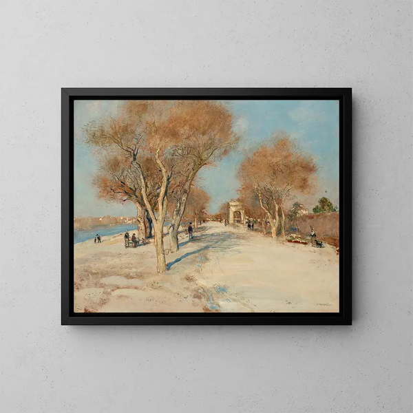 Bord de Seine, la strada soleggiata - Jean François Raffaëlli — quadro incorniciato alla parete