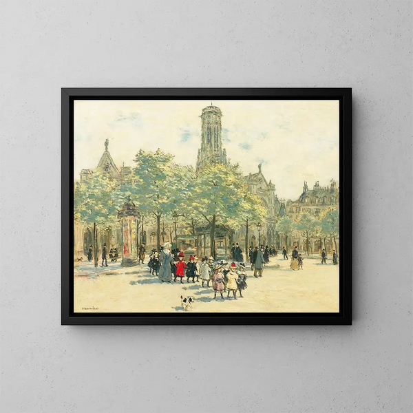 Fillettes se promenant sur la place du Louvre - Jean François Raffaëlli — quadro incorniciato alla parete