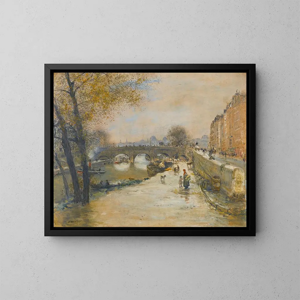 Il molo davanti al Pont-Neuf - Jean François Raffaëlli — quadro incorniciato alla parete