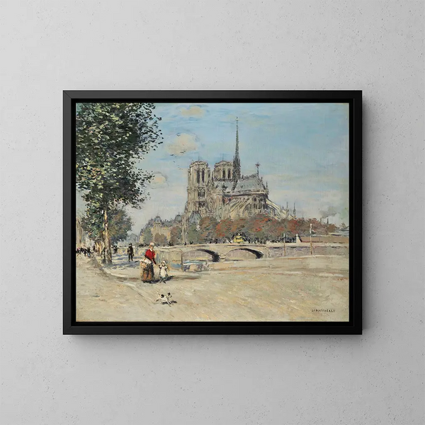 Notre-Dame de Paris e il ponte dell'Archevêché - Jean François Raffaëlli — quadro incorniciato alla parete