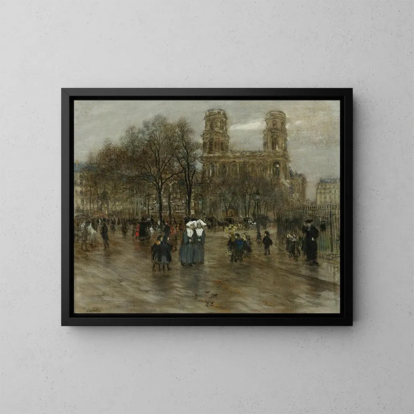 Place Saint-Sulpice, Parigi - Jean François Raffaëlli — quadro incorniciato alla parete