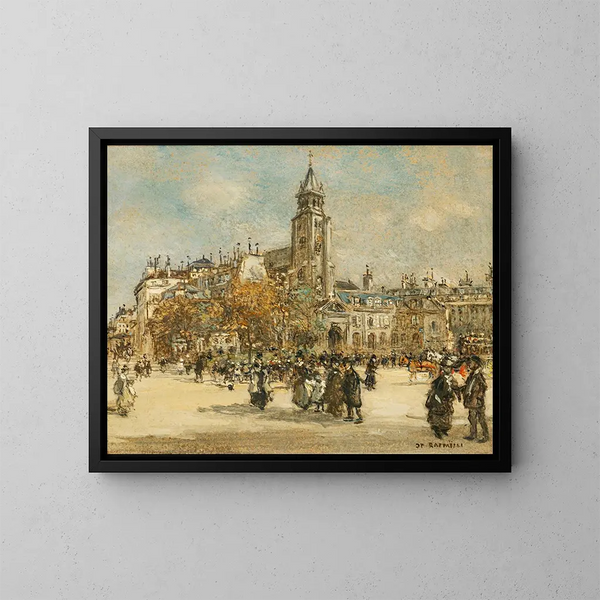 Place de Saint-Germain-des-Prés, Parigi - Jean François Raffaëlli — quadro incorniciato alla parete