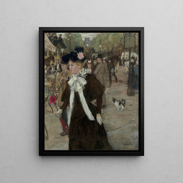 elegante sul Boulevard des Italiens a Parigi - Jean François Raffaëlli — quadro incorniciato alla parete