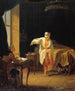 Voltaire al suo risveglio a Ferney, dictando al suo segretario Collini - Jean Huber — vista dell’opera