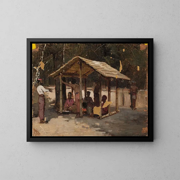 Scène in un villaggio arabo - Jean Lulvs — quadro incorniciato alla parete