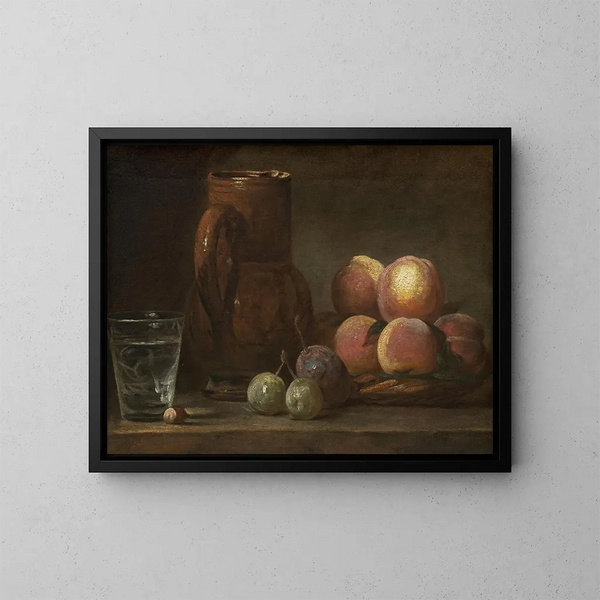 Vaso di frutta e un bicchiere - Jean Siméon Chardin — quadro incorniciato alla parete