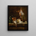 Natura morta con una razza, un paniere di cipolle, uova, formaggio, una brocca verde e un vaso di rame - Jean Siméon Chardin — quadro incorniciato alla parete