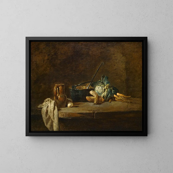 Verdure per la zuppa - Jean Siméon Chardin — quadro incorniciato alla parete