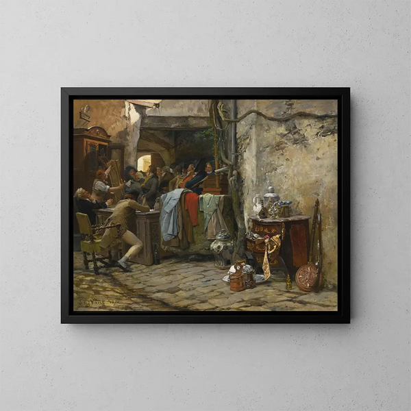 La vendita mobilière - Jehan Georges Vibert — quadro incorniciato alla parete