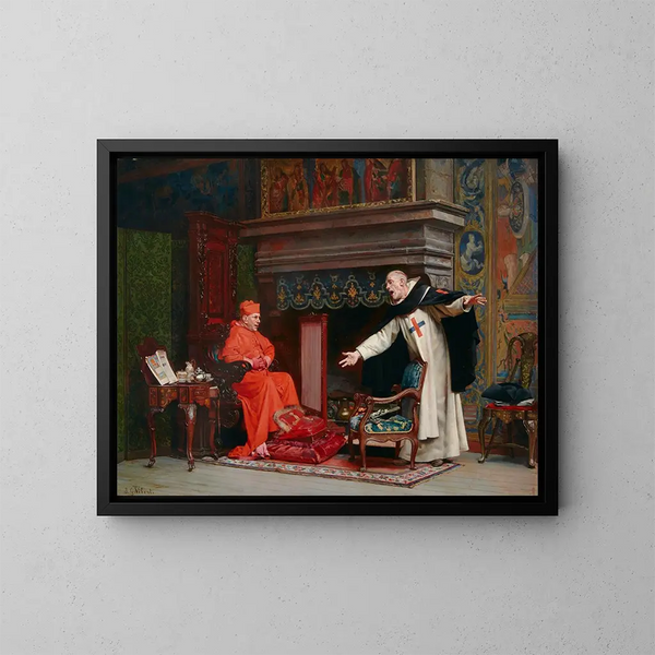 La scelta di un predicatore - Jehan Georges Vibert — quadro incorniciato alla parete