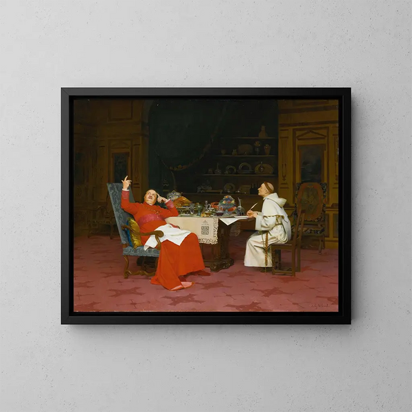 Sermon sur l'abstinence - Jehan Georges Vibert — quadro incorniciato alla parete