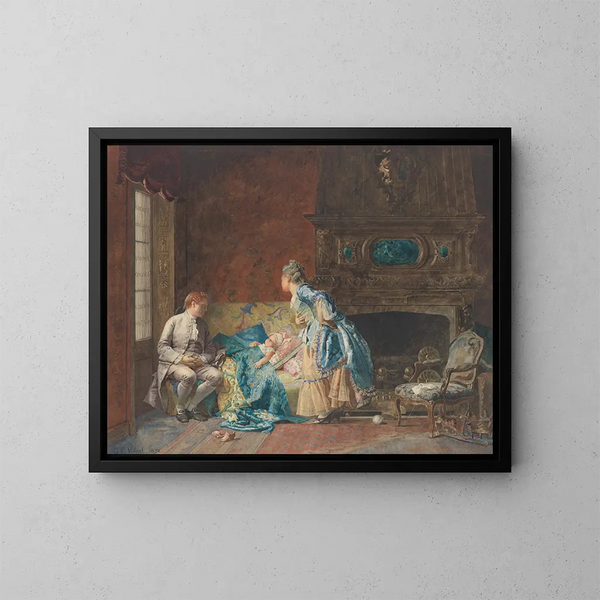 Il primo bambino - Jehan Georges Vibert — quadro incorniciato alla parete