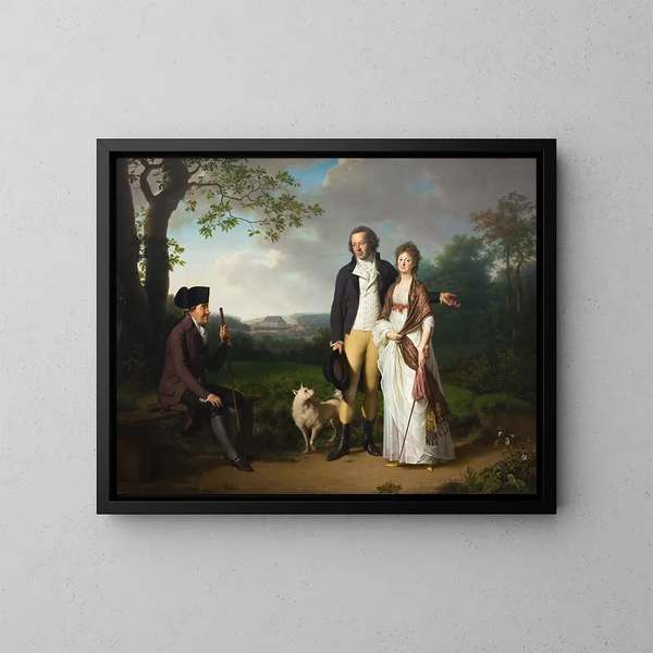 Niels Ryberg con suo figlio Johan Christian e sua nuora Engelke ne Falbe - Jens Juel — quadro incorniciato alla parete