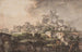 Vista romana con muro in primo piano, chiesa e rovina sullo sfondo - Jens Petersen Lund — vista dell’opera