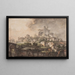 Vista romana con muro in primo piano, chiesa e rovina sullo sfondo - Jens Petersen Lund — quadro incorniciato alla parete