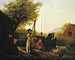 Mattino di primavera vicino alla porta della cucina, preparazione per il mercato - Jerome Thompson — vista dell’opera