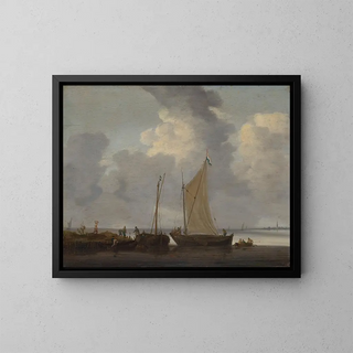 Jeronymus van Diest - A calm with fishermen unloading their catch.webp