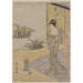 Riproduzione del dipinto Giovane donna che guarda un vaso di garofani - Suzuki Harunobu