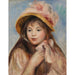 Riproduzione del dipinto Giovane ragazza con il cappello rosa - Pierre-Auguste Renoir