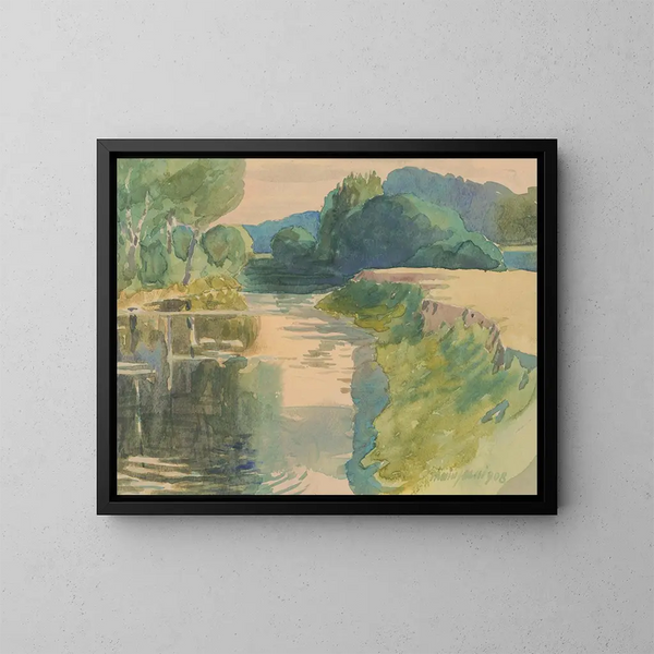 Paesaggio con fiume - John Thain — quadro incorniciato alla parete