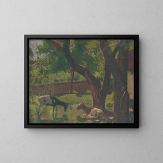 Giardino con capre - John Thain — quadro incorniciato alla parete