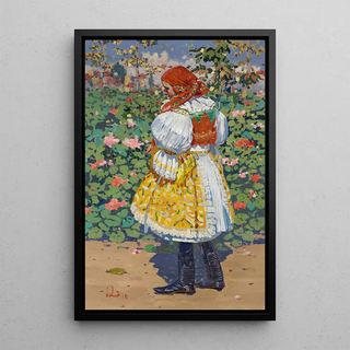 Joa prka - Dvka v kroji v zahrade Girl in Traditional Dress in a Garden.webp