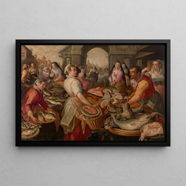 Mercato del pesce - Joachim Beuckelaer — quadro incorniciato alla parete