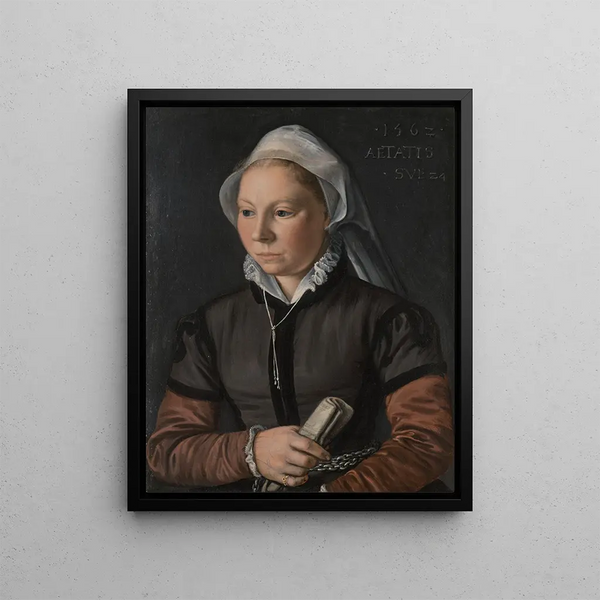 Ritratto di una giovane donna - Joachim Beuckelaer — quadro incorniciato alla parete
