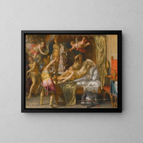 Marte e Venere sorpresi da Vulcano - Joachim Wtewael — quadro incorniciato alla parete