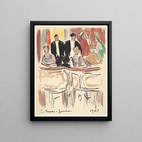 Gli artisti accolgono gli spettatori nelle logge del teatro - Joaquín Torres-García — quadro incorniciato alla parete