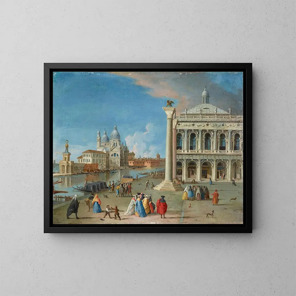 La Piazzetta con Santa Maria della Salute oltre Venezia - Johan Anton Richter — quadro incorniciato alla parete