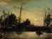 Bateau in costruzione al bordo di un canale, paesaggio olandese - Johan Barthold Jongkind — vista dell’opera