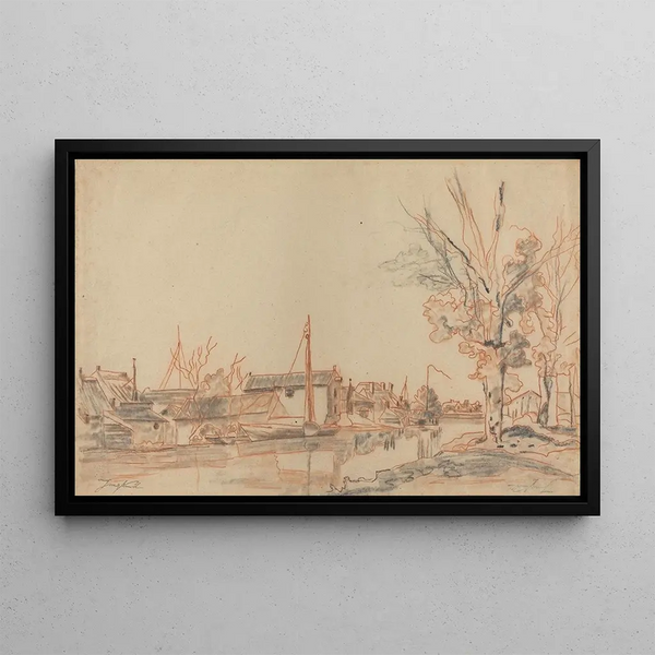 Bordi di canale - Johan Barthold Jongkind — quadro incorniciato alla parete